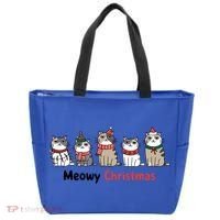 Meowy Christmas Cute Santa Funny Cat Lover Gift Tote Bag thumb 0