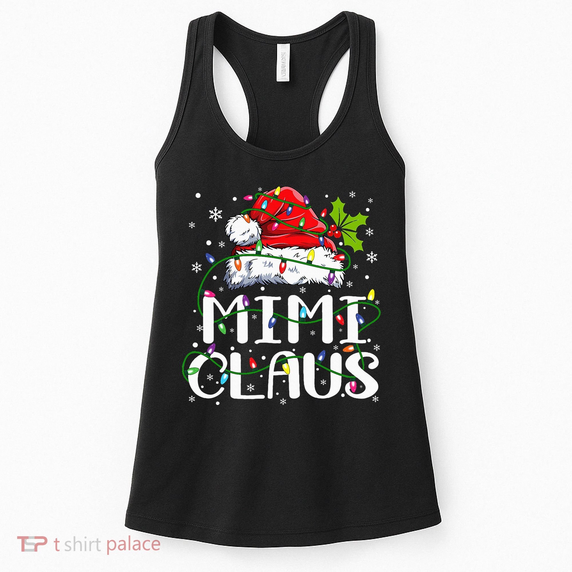 Mimi Claus  Christmas Lights Pajama Family Matching Women's Tank Top