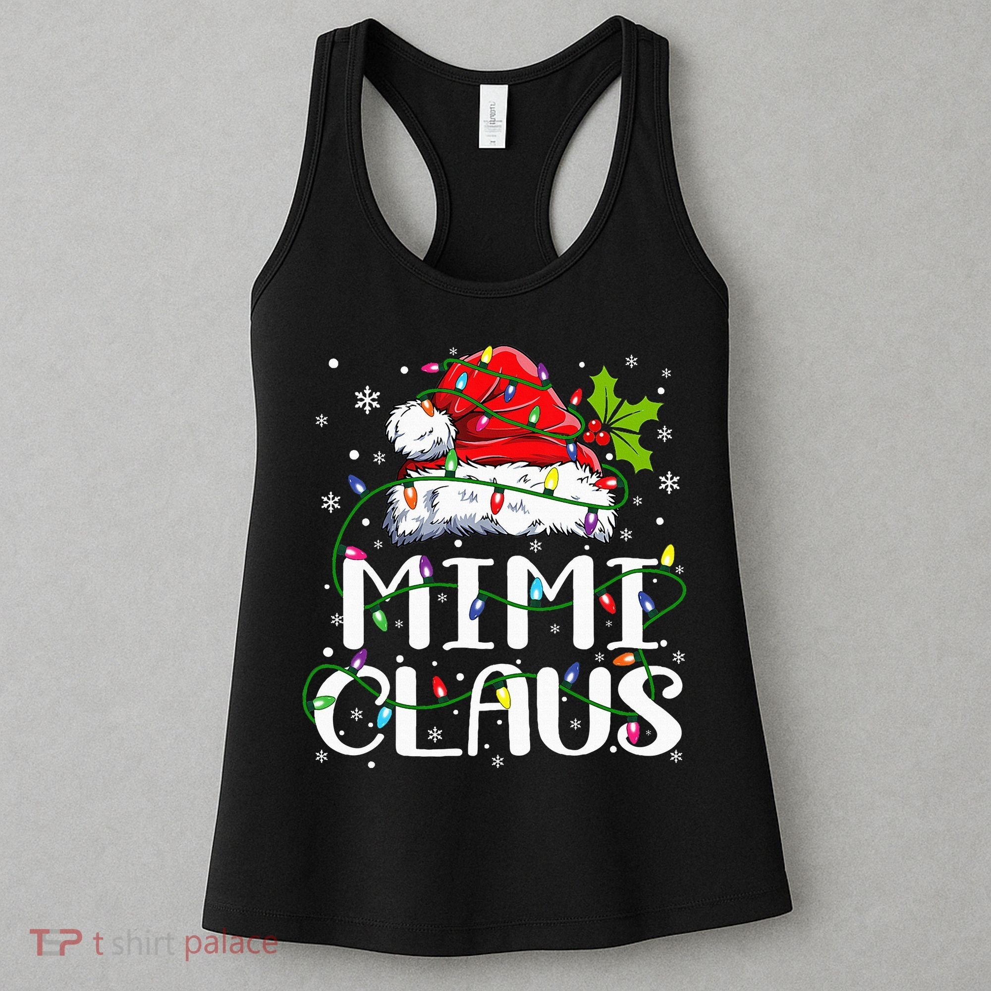 Mimi Claus  Christmas Lights Pajama Family Matching Women's Tank Top