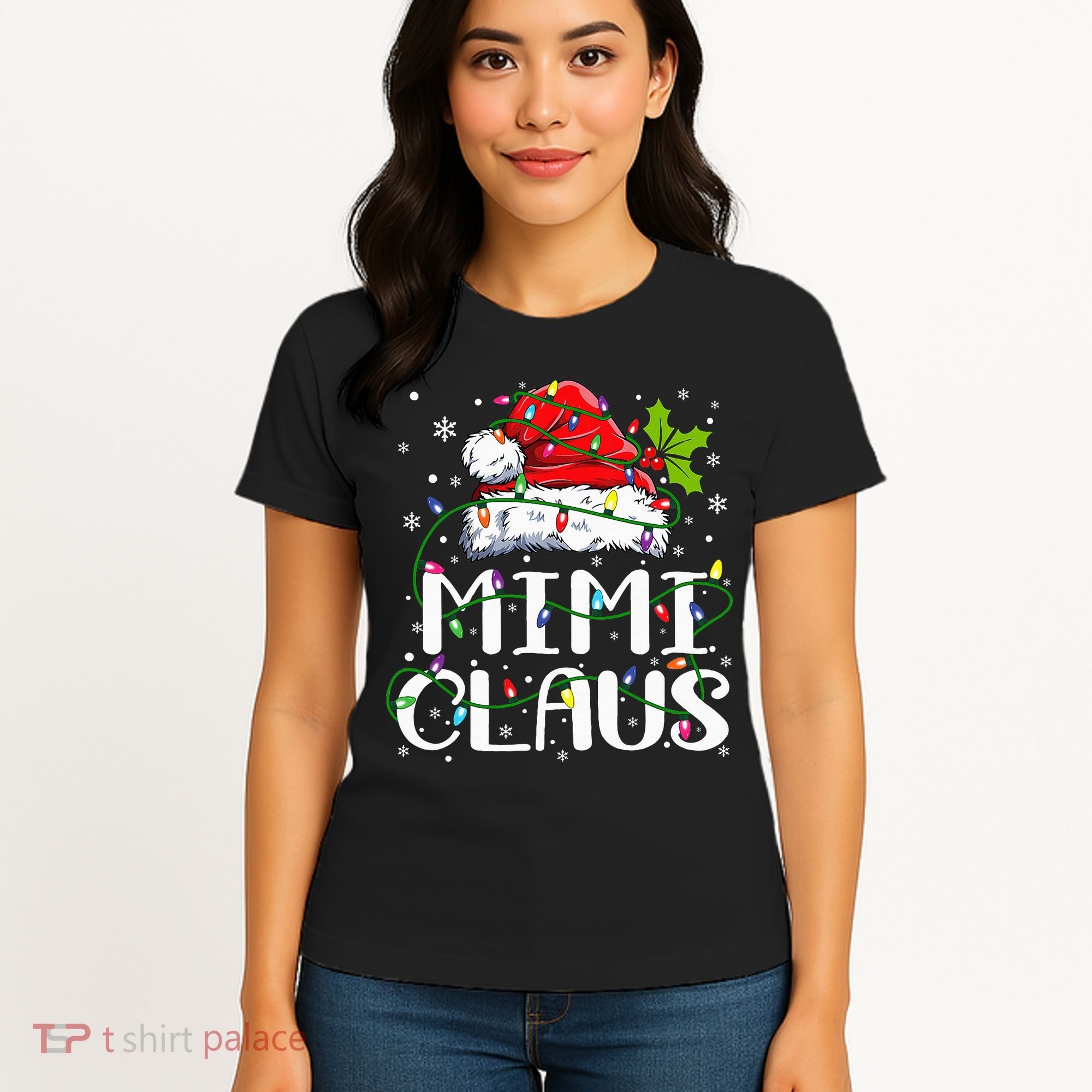 Mimi Claus  Christmas Lights Pajama Family Matching Women's T-Shirt
