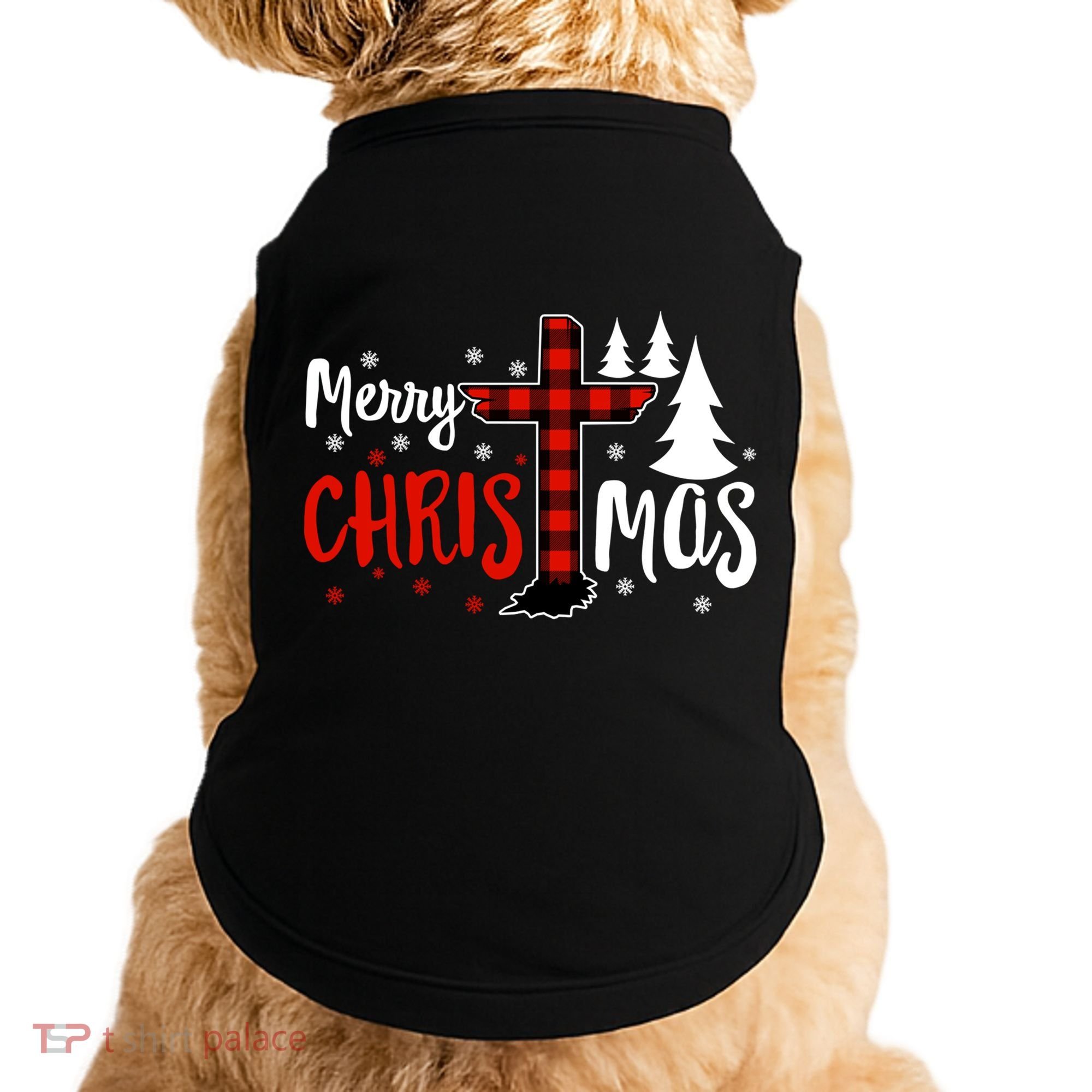 Merry Christmas Christians Buffalo Plaid Meaningful Gift Doggie Tank