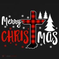 Merry Christmas Christians Buffalo Plaid Meaningful Gift USA-Made Doggie Bandana thumb 2