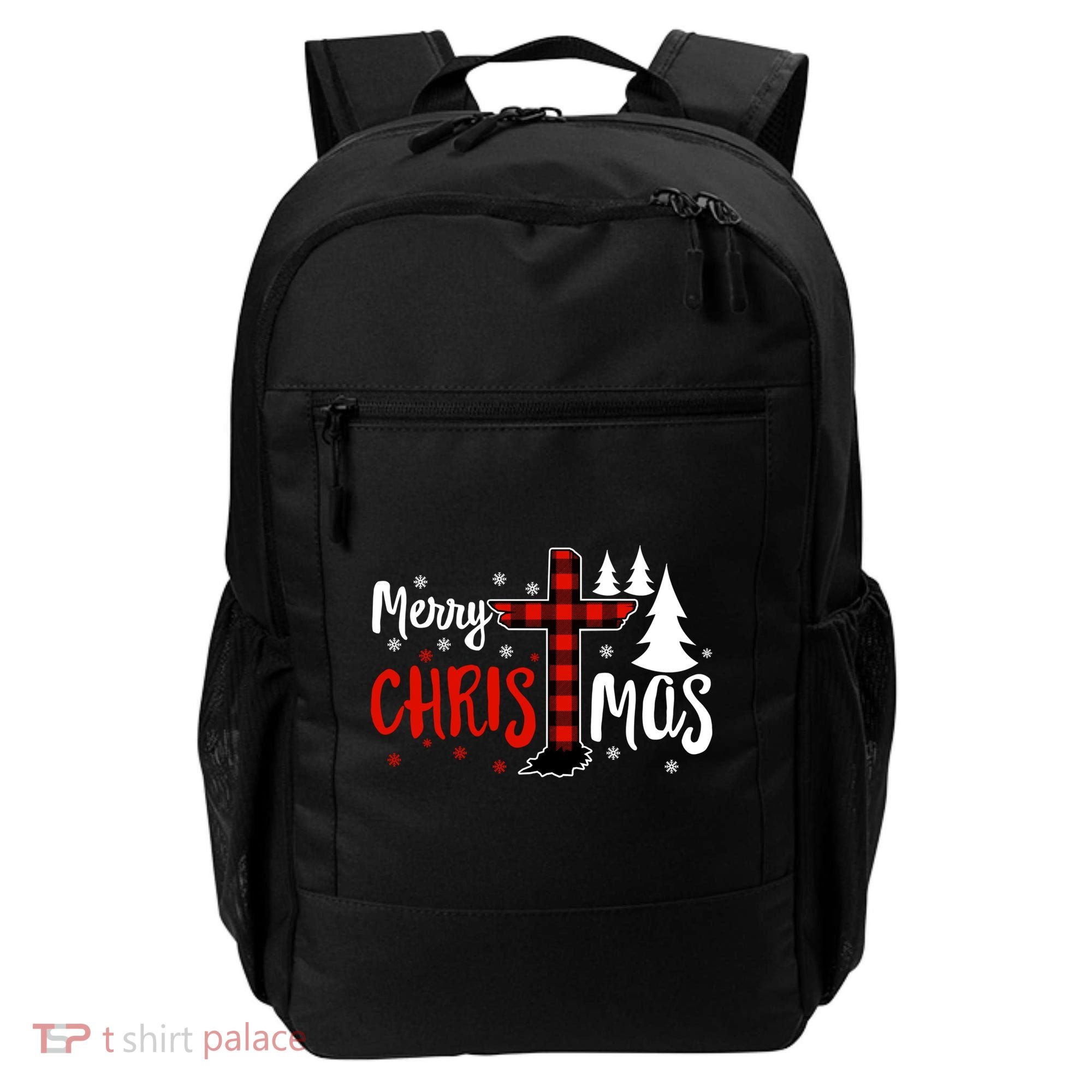 Merry Christmas Christians Buffalo Plaid Meaningful Gift Backpack