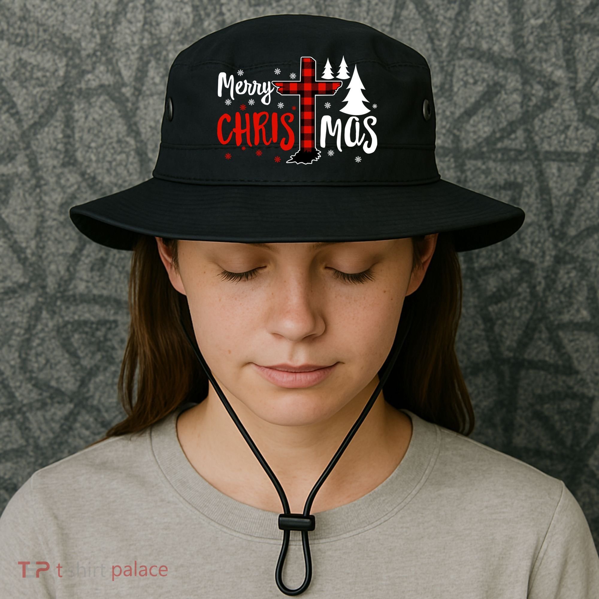 Merry Christmas Christians Buffalo Plaid Meaningful Gift Bucket Hat