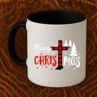 Merry Christmas Christians Buffalo Plaid Meaningful Gift Coffee Mug thumb 2