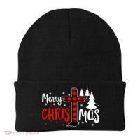 Merry Christmas Christians Buffalo Plaid Meaningful Gift Beanie thumb 0