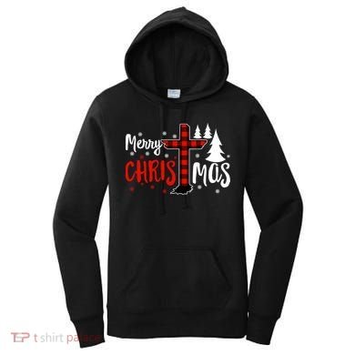 Merry Christmas Christians Buffalo Plaid Meaningful Gift Women's Hoodie