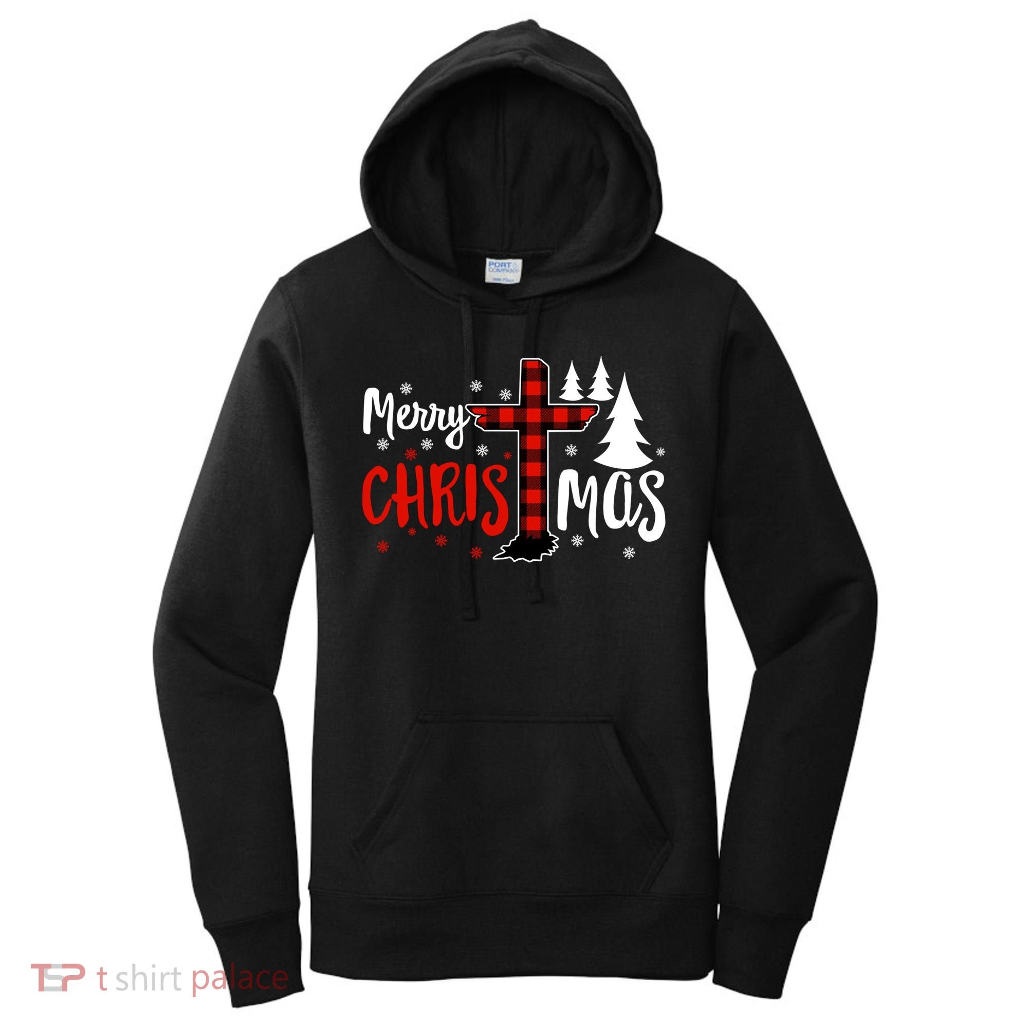 Merry Christmas Christians Buffalo Plaid Meaningful Gift Women's Hoodie