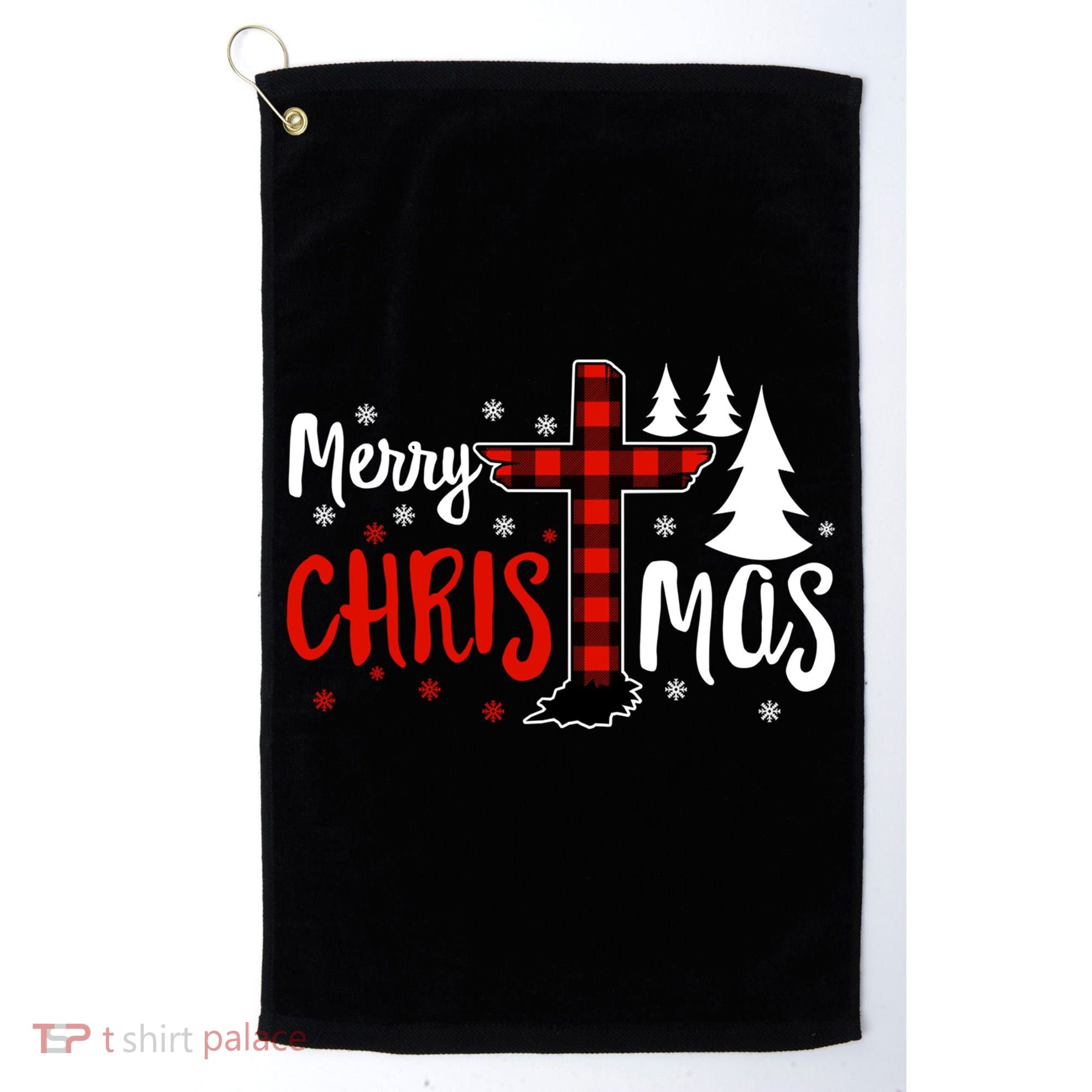 Merry Christmas Christians Buffalo Plaid Meaningful Gift Golf Towel