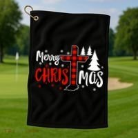 Merry Christmas Christians Buffalo Plaid Meaningful Gift Golf Towel thumb 1