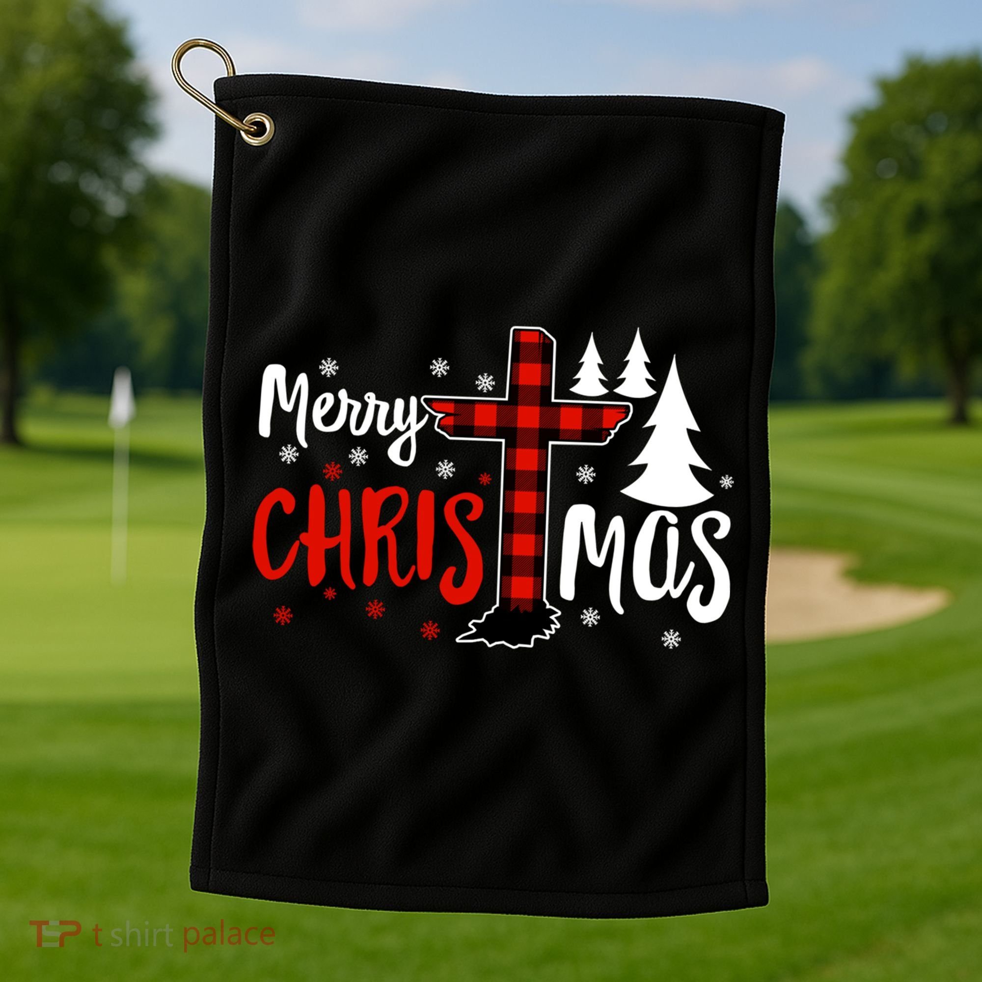 Merry Christmas Christians Buffalo Plaid Meaningful Gift Golf Towel