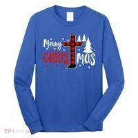 Merry Christmas Christians Buffalo Plaid Meaningful Gift Long Sleeve Shirt thumb 0