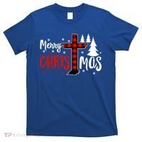 Merry Christmas Christians Buffalo Plaid Meaningful Gift T-Shirt thumb 0