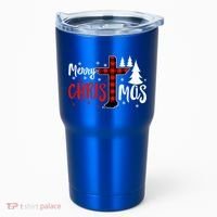 Merry Christmas Christians Buffalo Plaid Meaningful Gift Tumbler thumb 0
