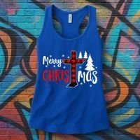 Merry Christmas Christians Buffalo Plaid Meaningful Gift Women's Tank Top thumb 3