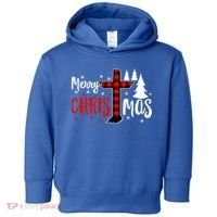 Merry Christmas Christians Buffalo Plaid Meaningful Gift Toddler Hoodie thumb 0
