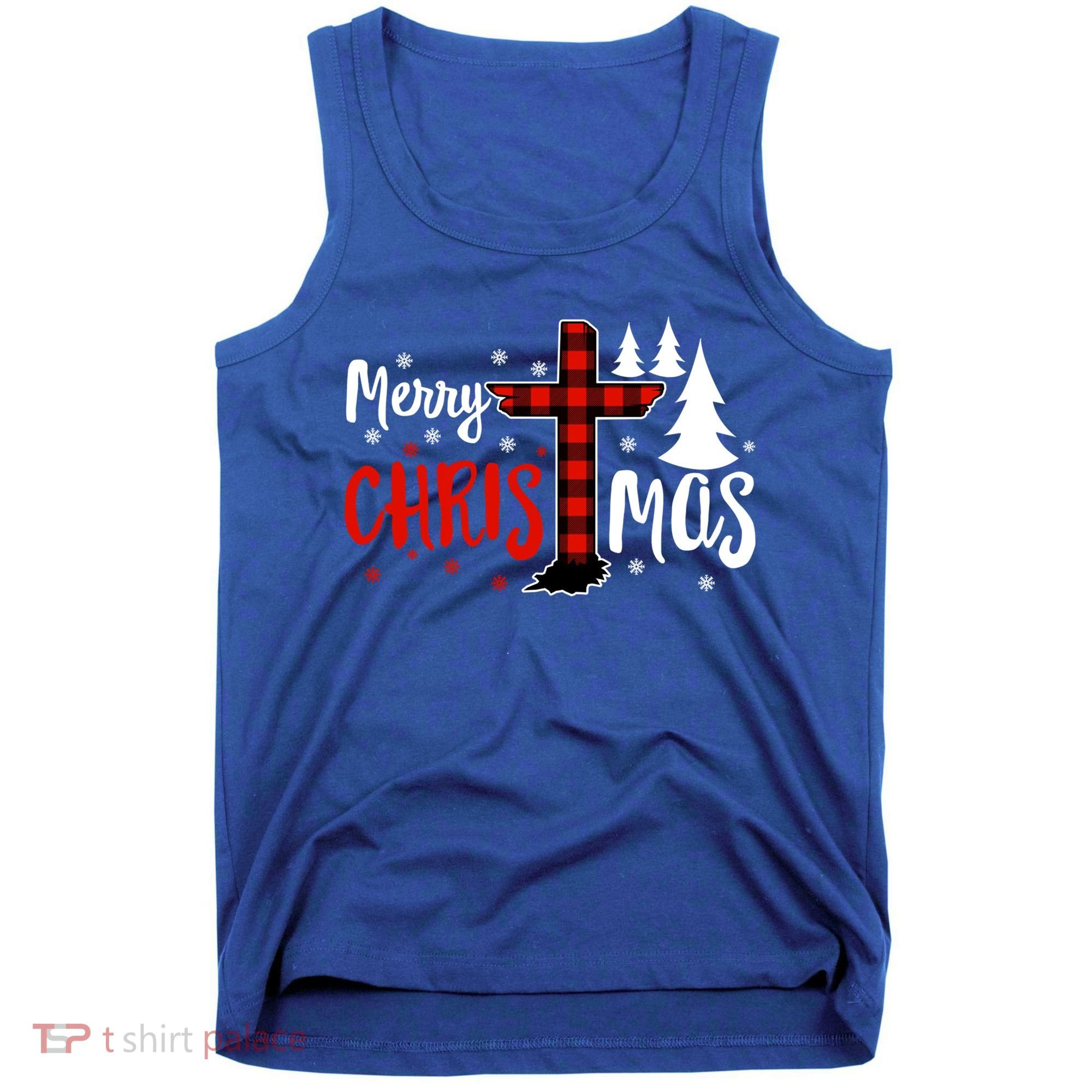 Merry Christmas Christians Buffalo Plaid Meaningful Gift Tank Top