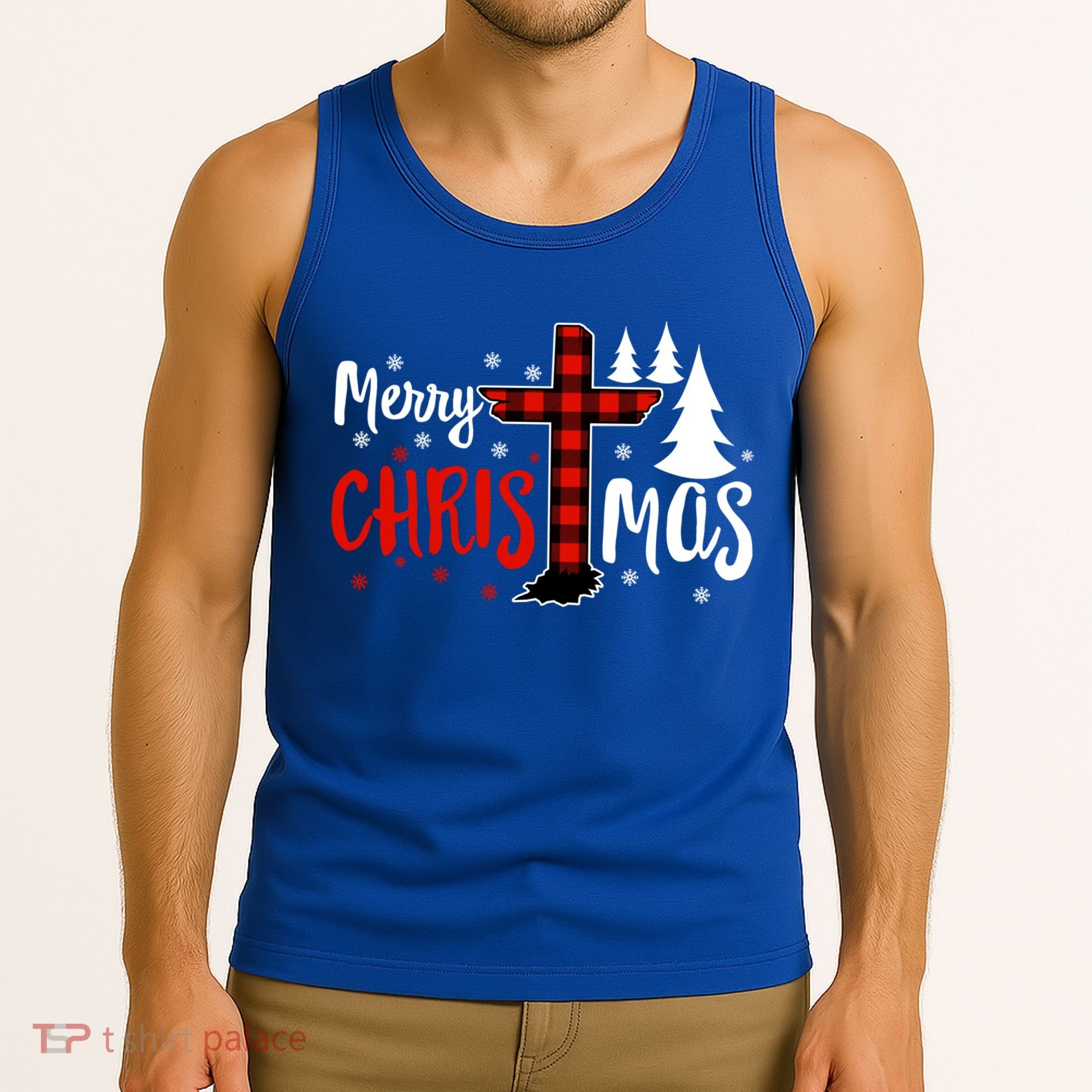 Merry Christmas Christians Buffalo Plaid Meaningful Gift Tank Top