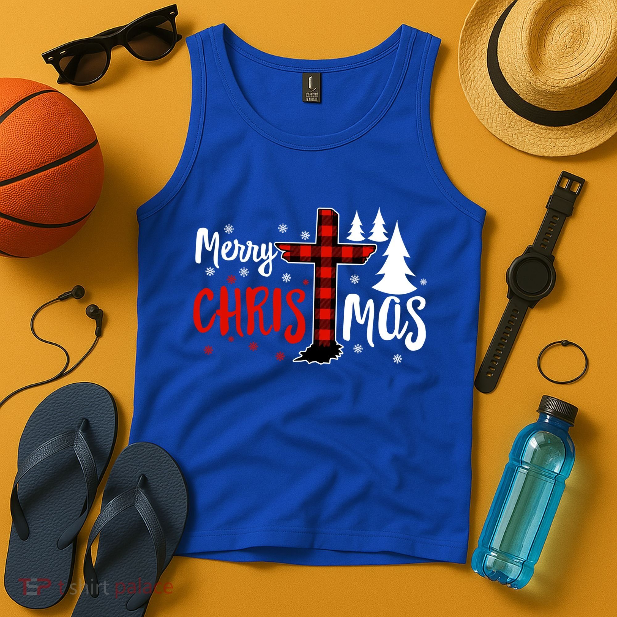 Merry Christmas Christians Buffalo Plaid Meaningful Gift Tank Top