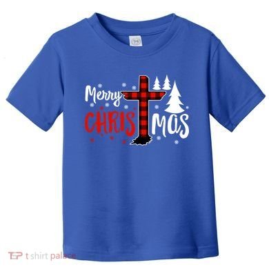 Merry Christmas Christians Buffalo Plaid Meaningful Gift Toddler T-Shirt