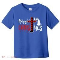 Merry Christmas Christians Buffalo Plaid Meaningful Gift Toddler T-Shirt thumb 0