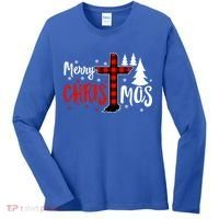 Merry Christmas Christians Buffalo Plaid Meaningful Gift Women's Long Sleeve Shirt thumb 0