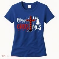 Merry Christmas Christians Buffalo Plaid Meaningful Gift Women's T-Shirt thumb 0