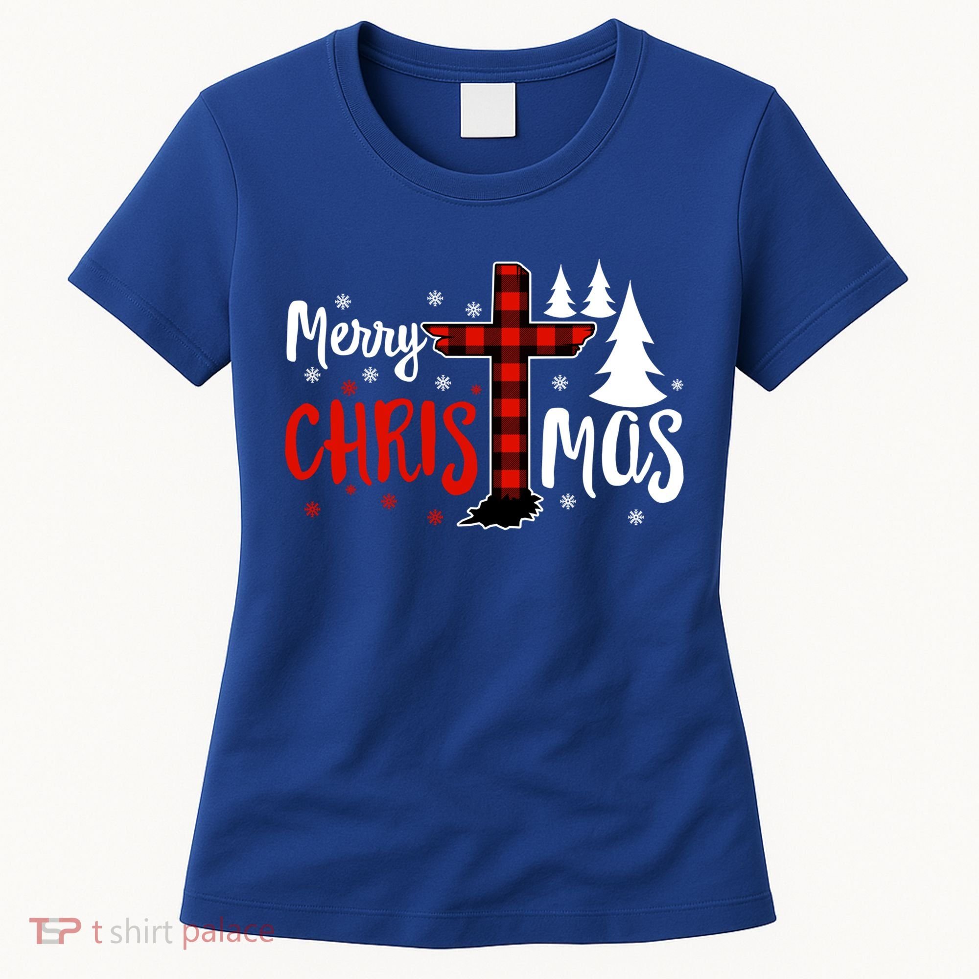Merry Christmas Christians Buffalo Plaid Meaningful Gift Women's T-Shirt