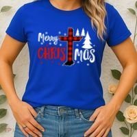 Merry Christmas Christians Buffalo Plaid Meaningful Gift Women's T-Shirt thumb 2