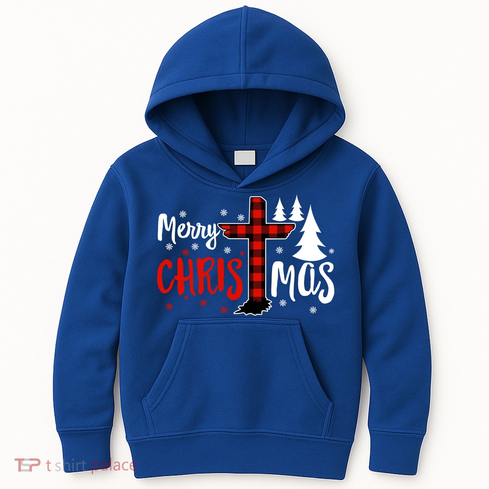 Merry Christmas Christians Buffalo Plaid Meaningful Gift Kids Hoodie