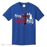 Merry Christmas Christians Buffalo Plaid Meaningful Gift Kids T-Shirt thumb 0