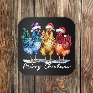 Merry Chickmas Chicken Lover Christmas Gift Coaster