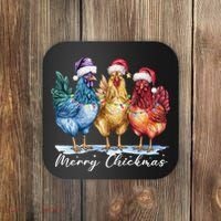 Merry Chickmas Chicken Lover Christmas Gift Coaster thumb 0
