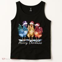 Merry Chickmas Chicken Lover Christmas Gift Tank Top thumb 2