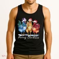 Merry Chickmas Chicken Lover Christmas Gift Tank Top thumb 3