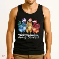 Merry Chickmas Chicken Lover Christmas Gift Tank Top thumb 3