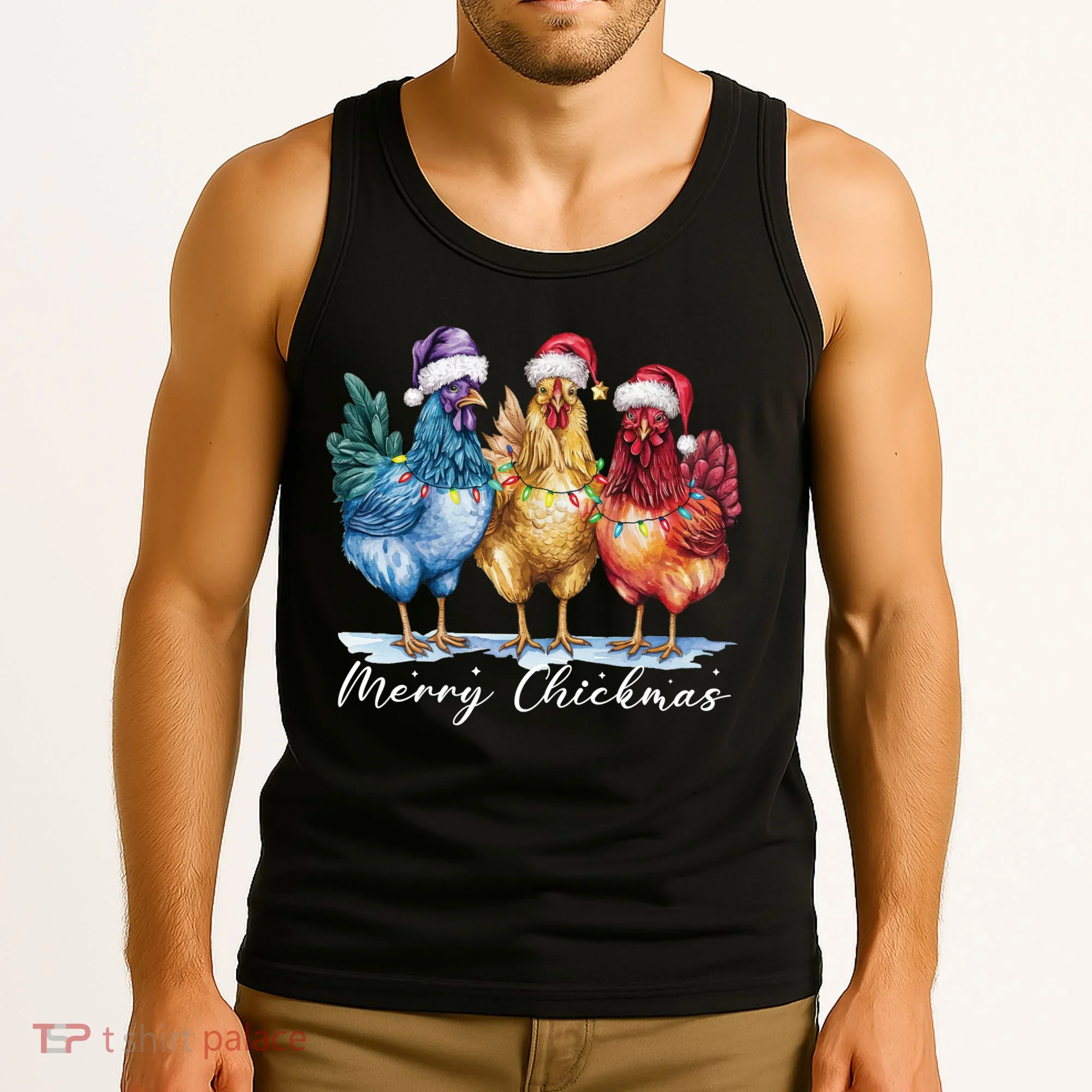 Merry Chickmas Chicken Lover Christmas Gift Tank Top