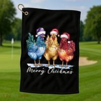 Merry Chickmas Chicken Lover Christmas Gift Golf Towel thumb 1
