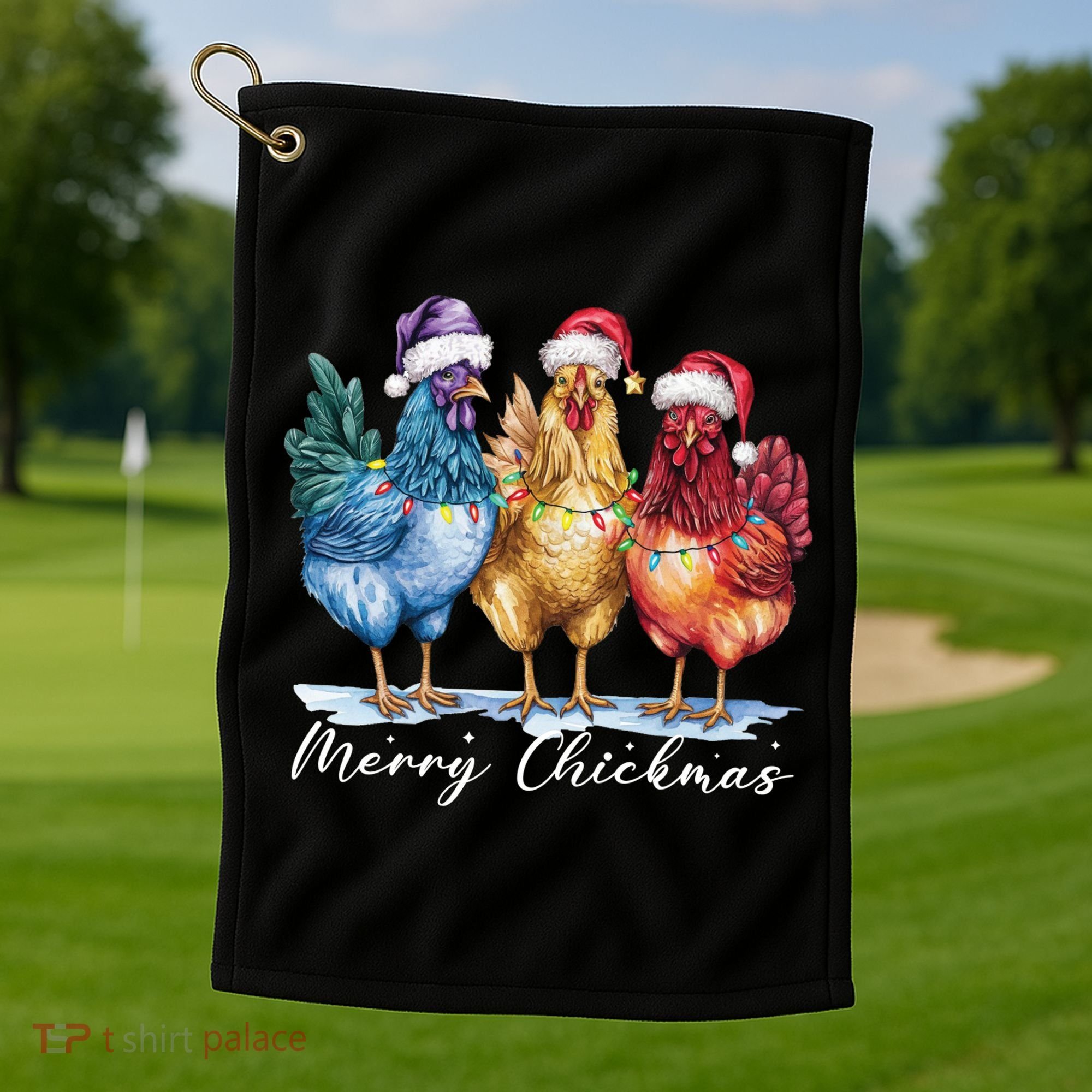 Merry Chickmas Chicken Lover Christmas Gift Golf Towel