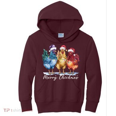 Merry Chickmas Chicken Lover Christmas Gift Kids Hoodie