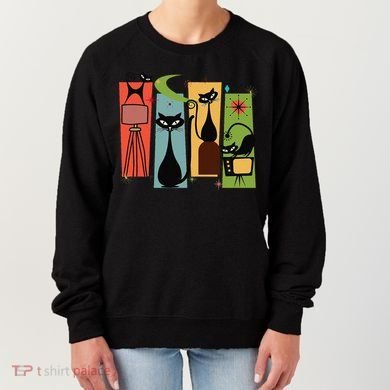 Mid Century Cat Retro Atomic Age Space Modern Midcentury 50s Women's Sweatshirt