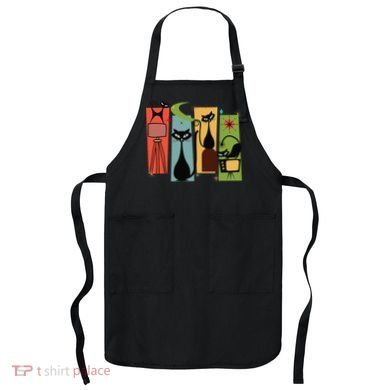 Mid Century Cat Retro Atomic Age Space Modern Midcentury 50s Apron