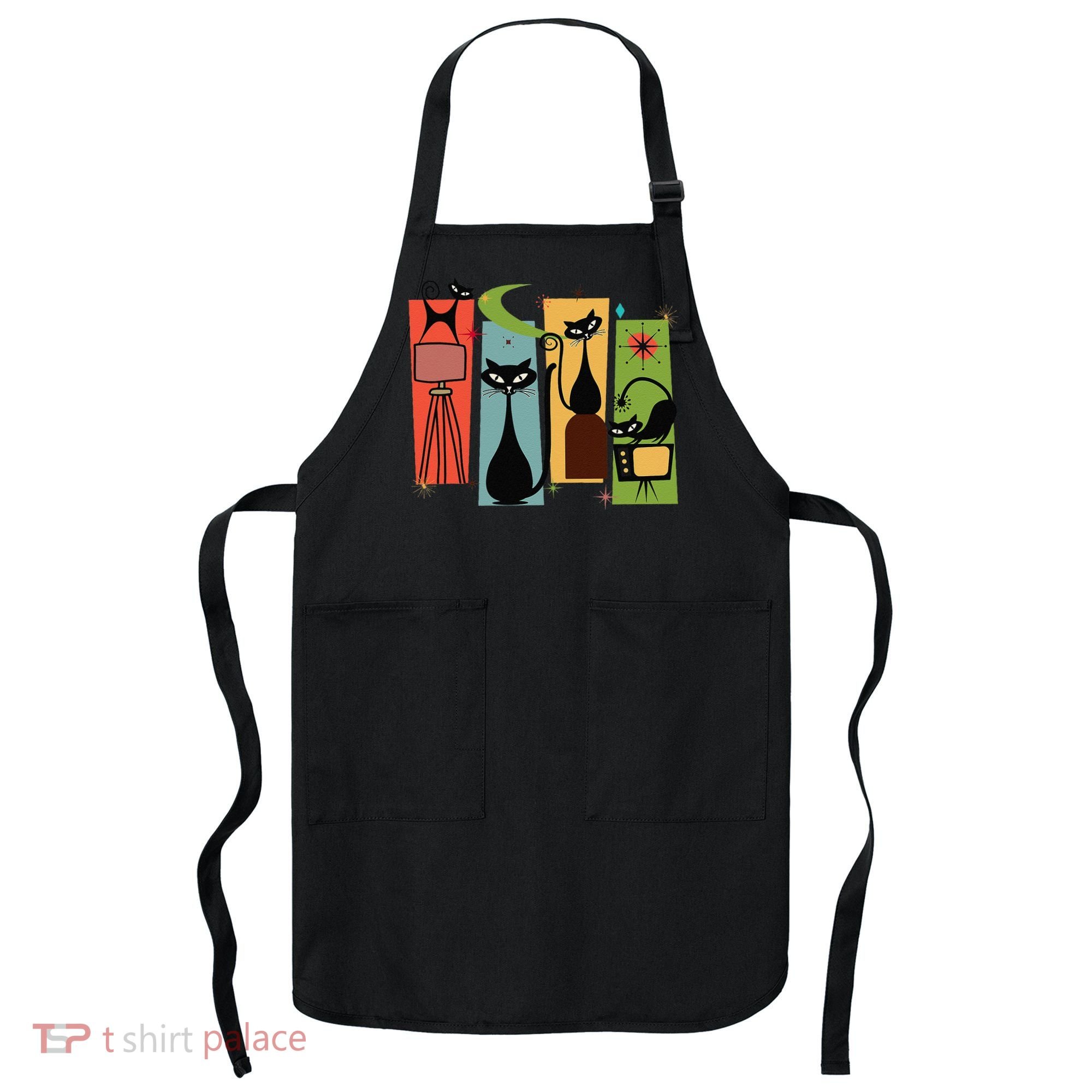 Mid Century Cat Retro Atomic Age Space Modern Midcentury 50s Apron