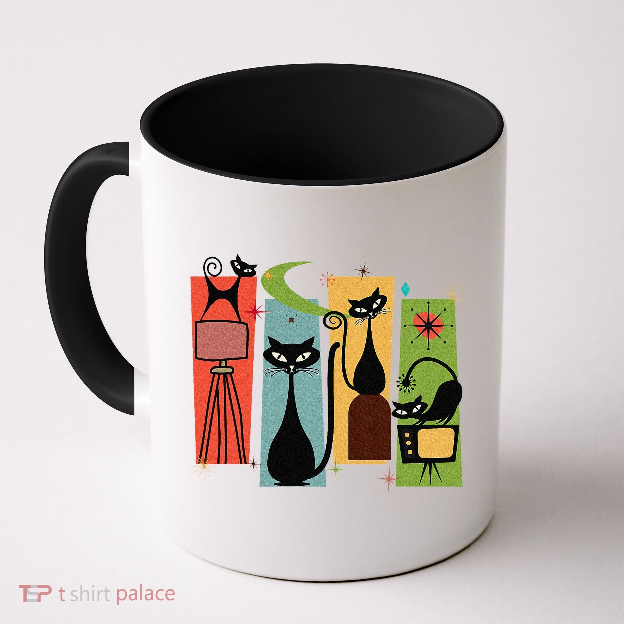 Mid Century Cat Retro Atomic Age Space Modern Midcentury 50s Coffee Mug