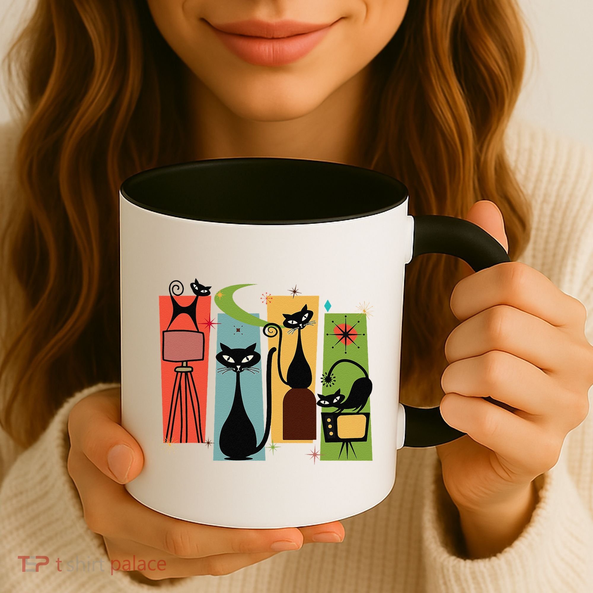 Mid Century Cat Retro Atomic Age Space Modern Midcentury 50s Coffee Mug