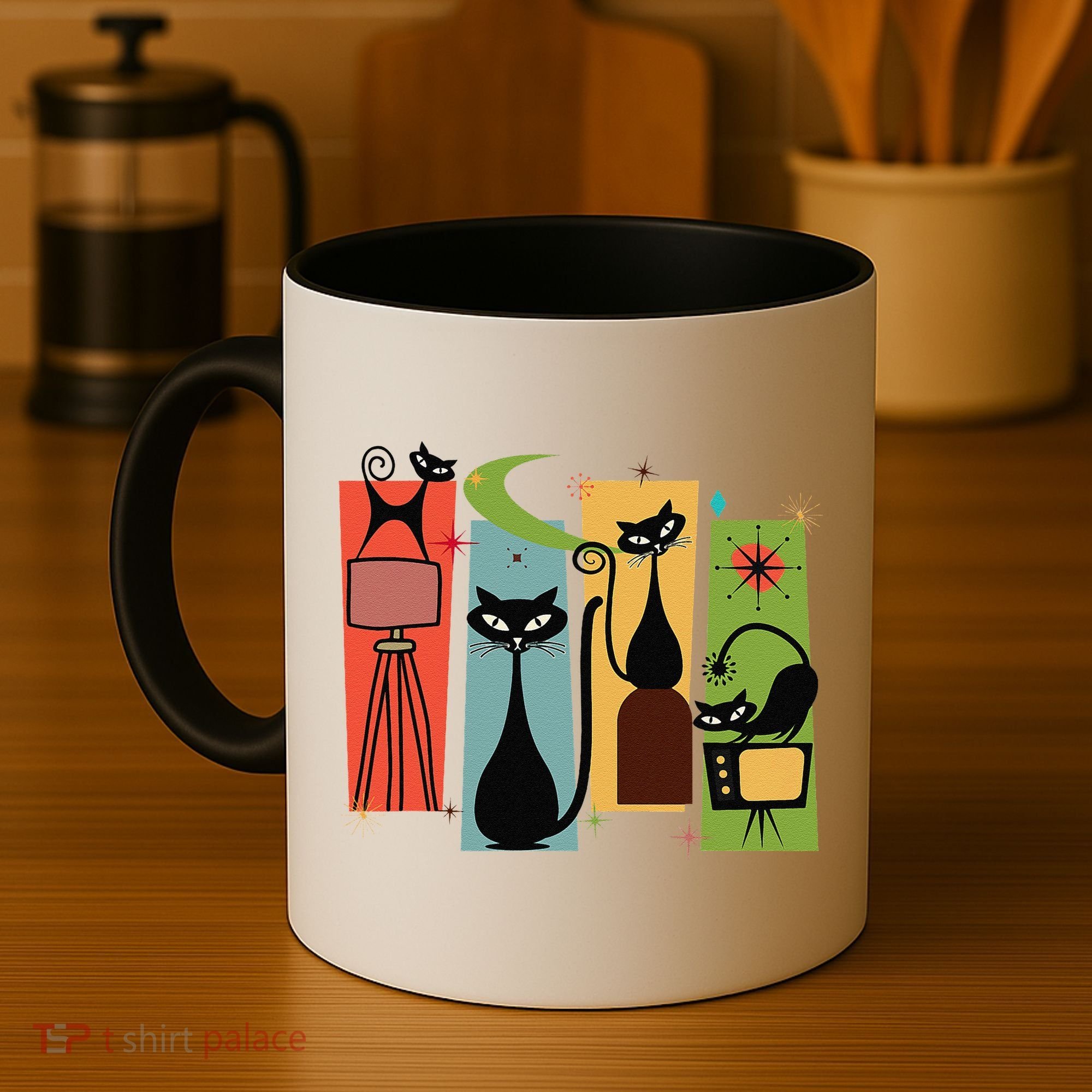 Mid Century Cat Retro Atomic Age Space Modern Midcentury 50s Coffee Mug