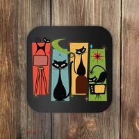 Mid Century Cat Retro Atomic Age Space Modern Midcentury 50s Coaster thumb 0