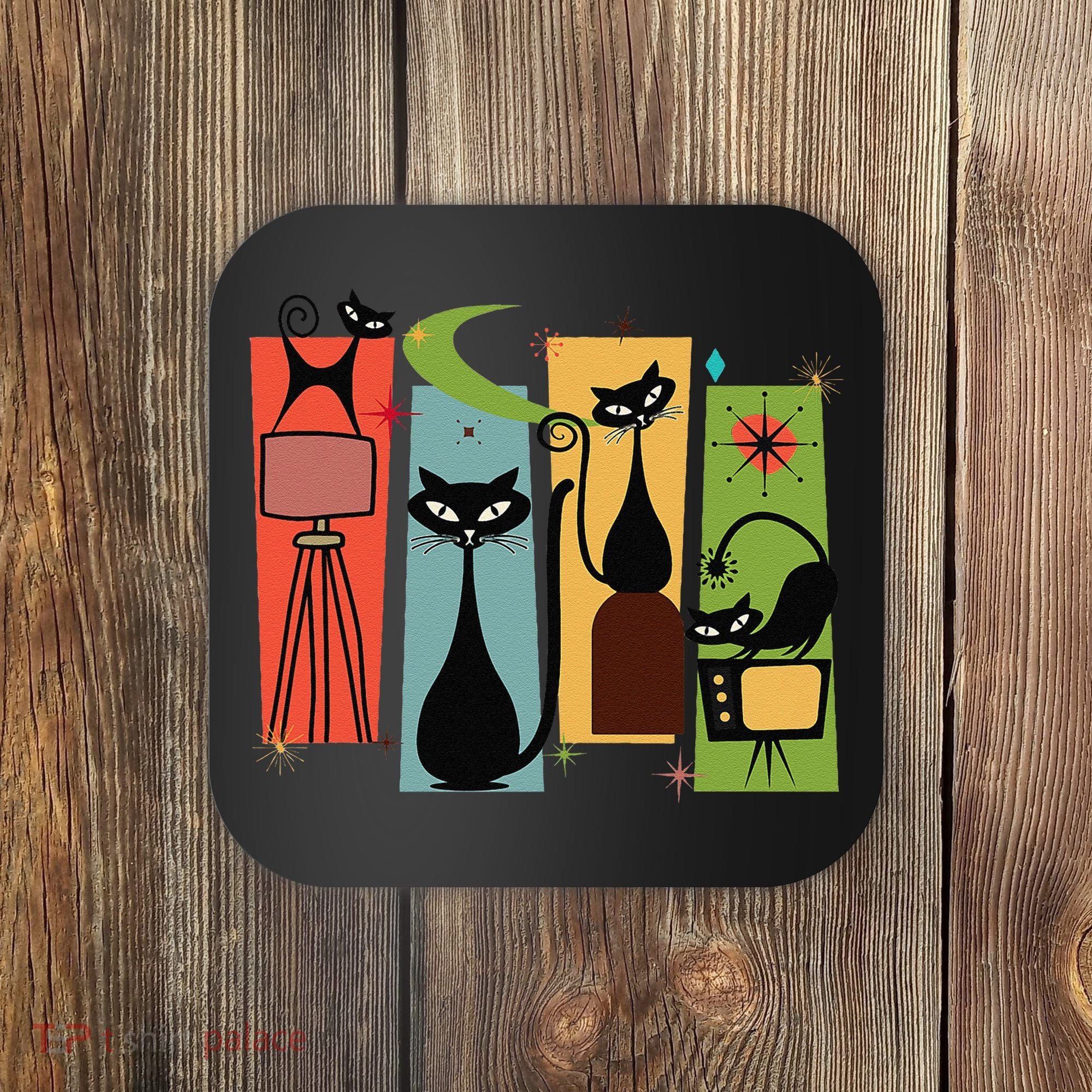 Mid Century Cat Retro Atomic Age Space Modern Midcentury 50s Coaster