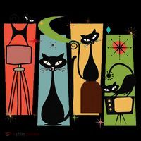 Mid Century Cat Retro Atomic Age Space Modern Midcentury 50s Coaster thumb 2