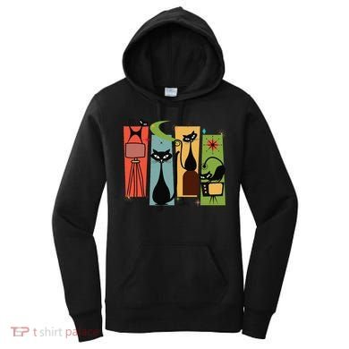 Mid Century Cat Retro Atomic Age Space Modern Midcentury 50s Women's Hoodie
